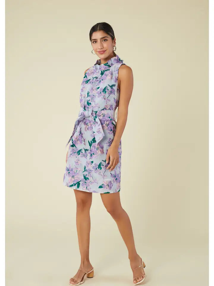 Abbey Glass Betty Ruffle Neck Dress Organza Bloom