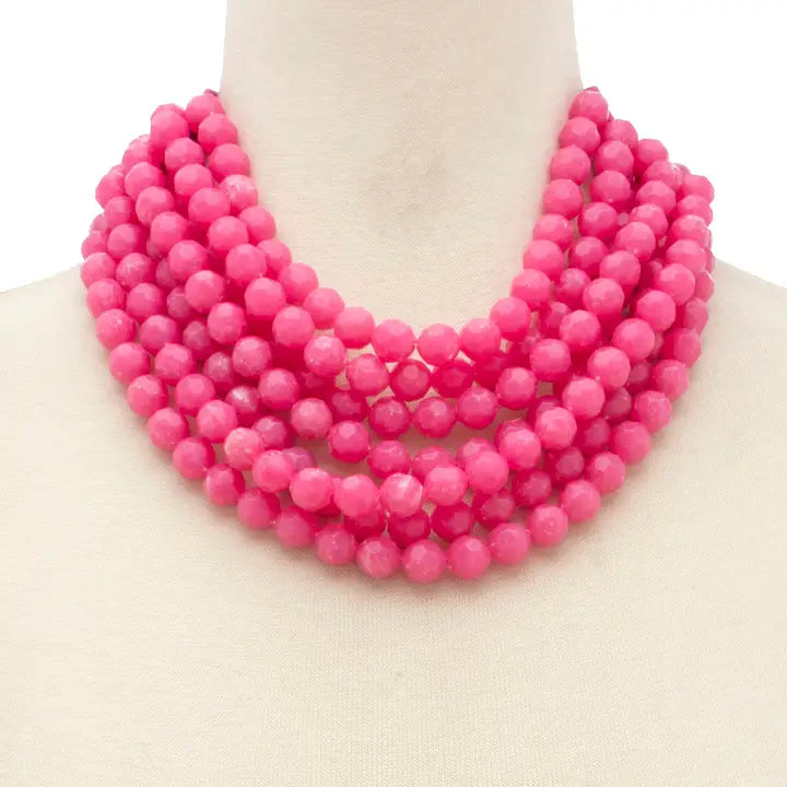 chunky beaded dark pink necklace