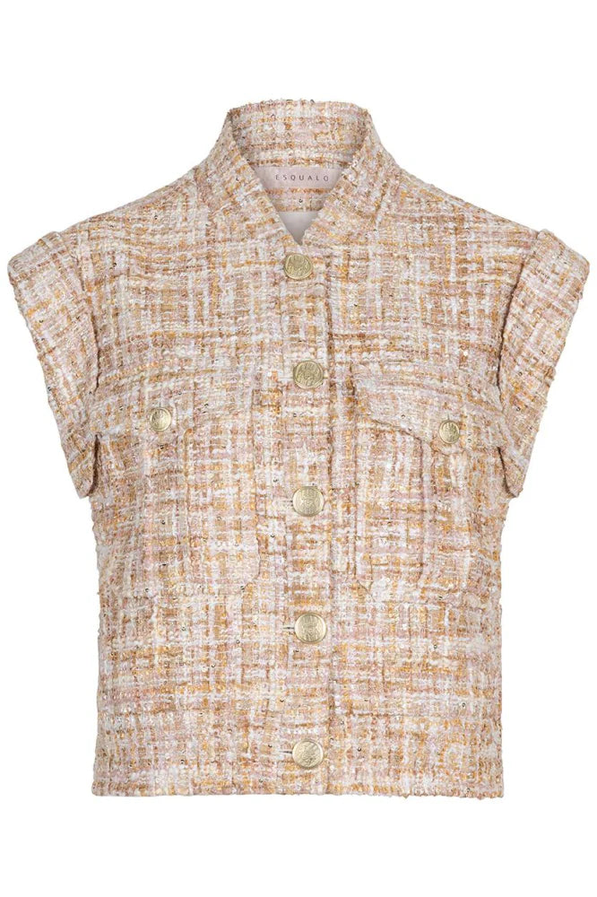 esqualo tweed bomber top