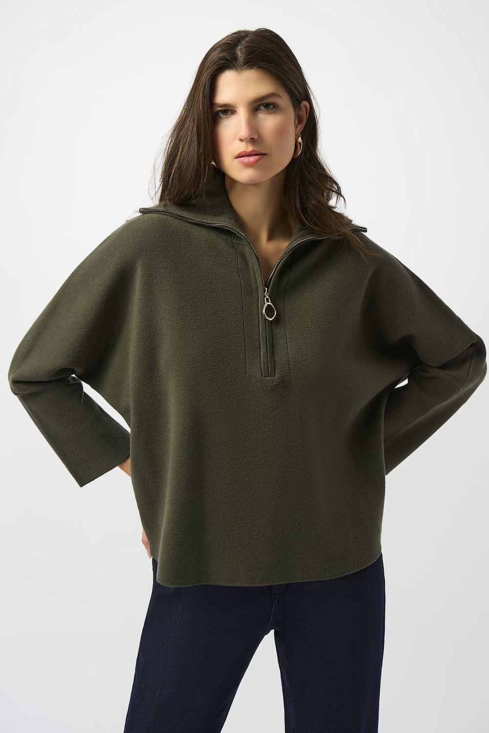 Hooded Zipper Relaxed Fit Style 253963 AVACADO
