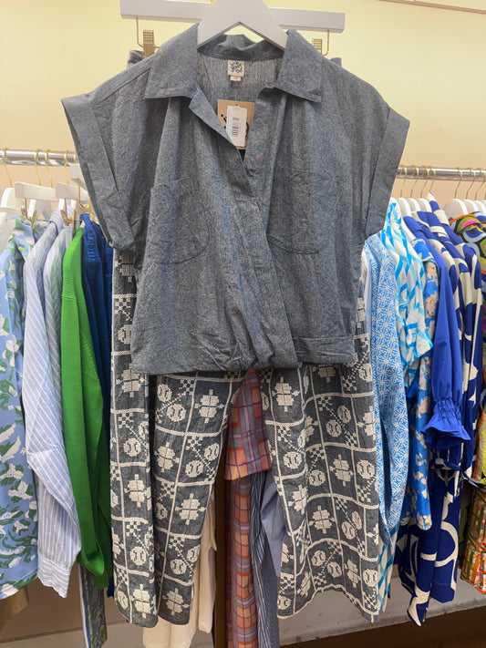 ivy jane embroidered pant set indigo