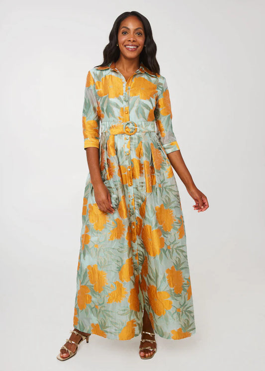 Abbey Glass Cecilia Gown orange pansy vine dress
