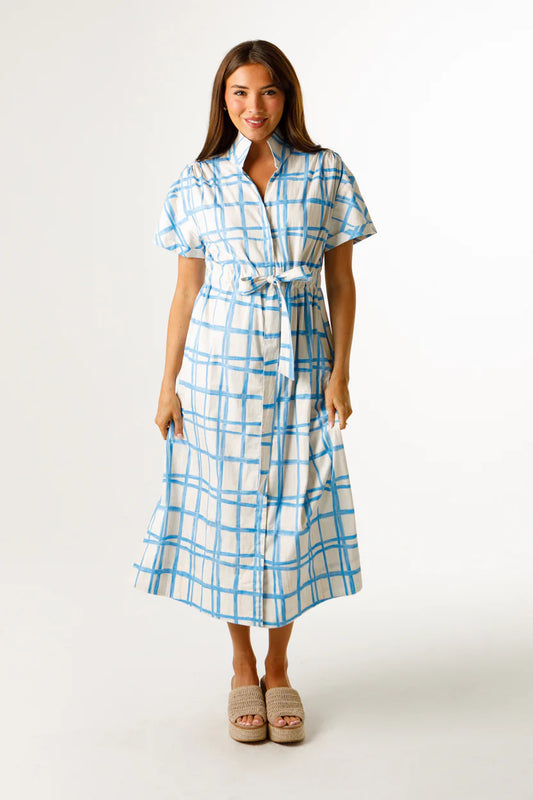 holly shae painted plaid in blue bria dress