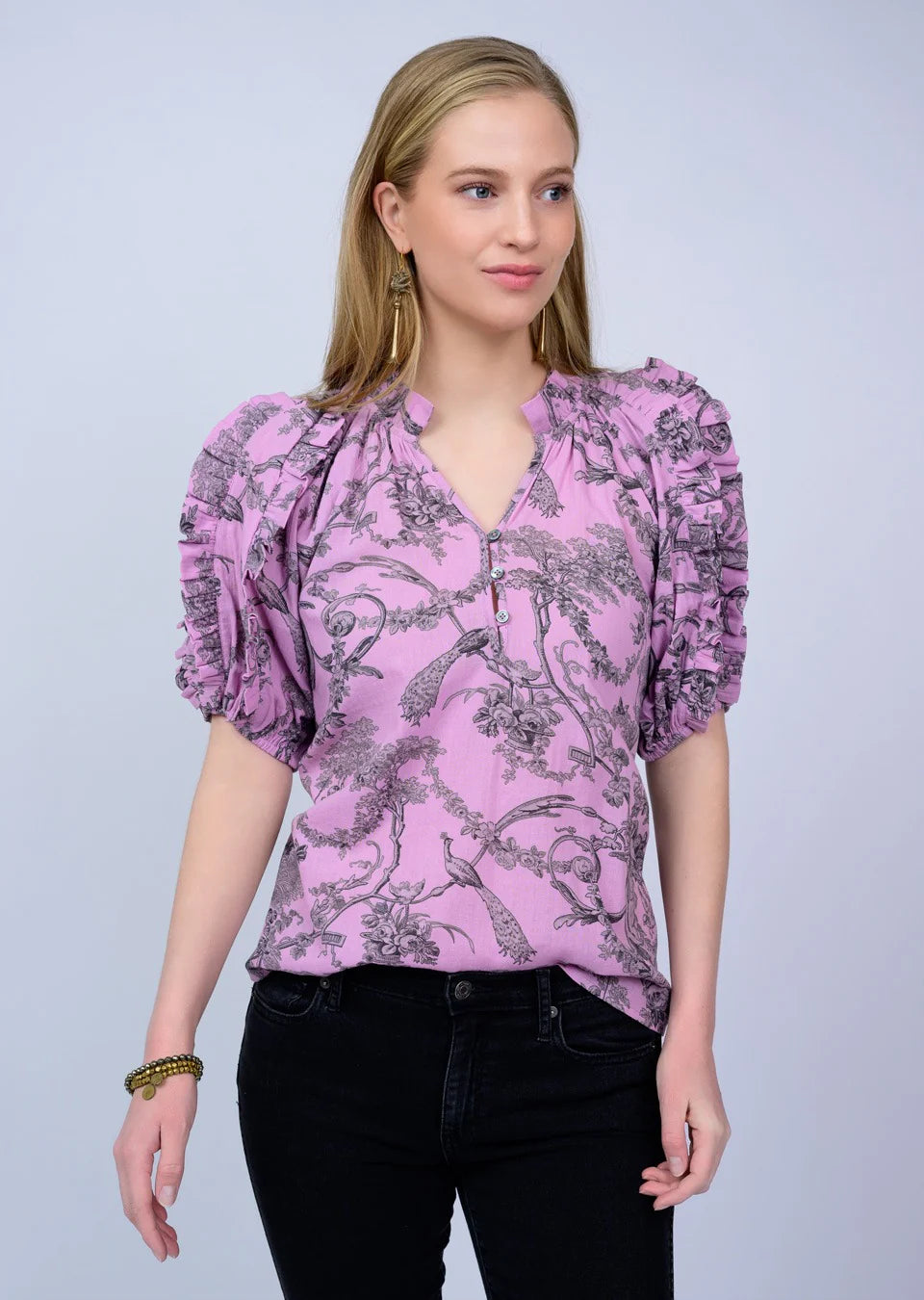 ivy jane toile ruffle sleeve top