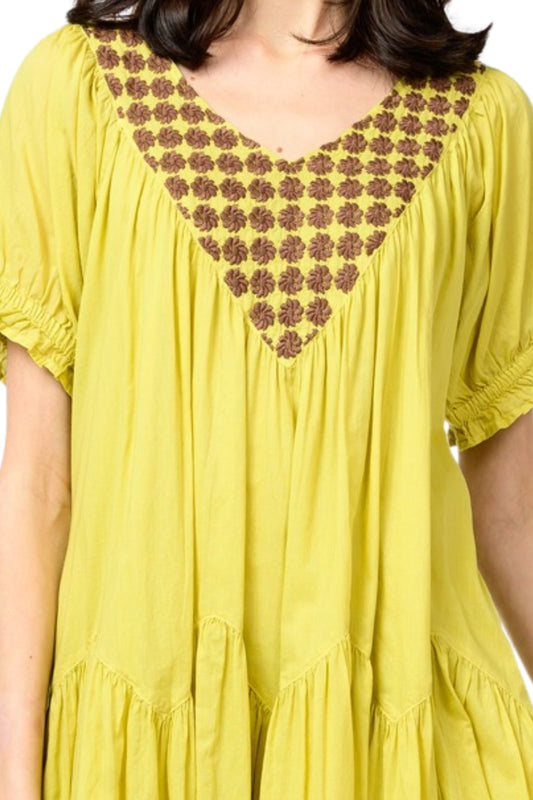 daisy filled yoke dress