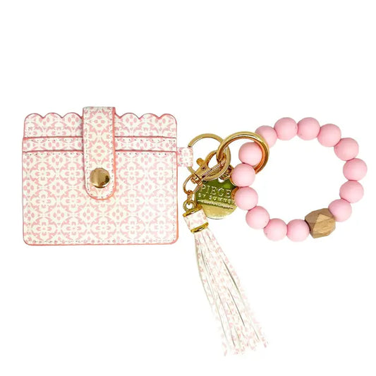 Laura Park  Porto Tiles Blush Keychain Wristlet Wallet