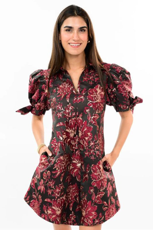 Uncle Frank Brocade Bow Sleeve Dress