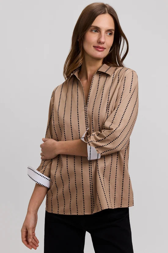 Foxcroft Agnes Almond/ Black Stripe Shirt