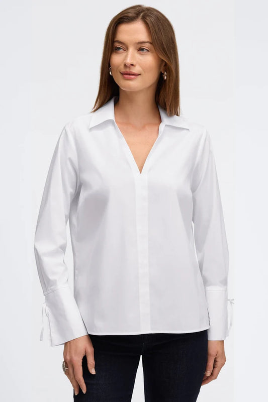 Carla No Iron Stretch Long Sleeve Popover Shirt white