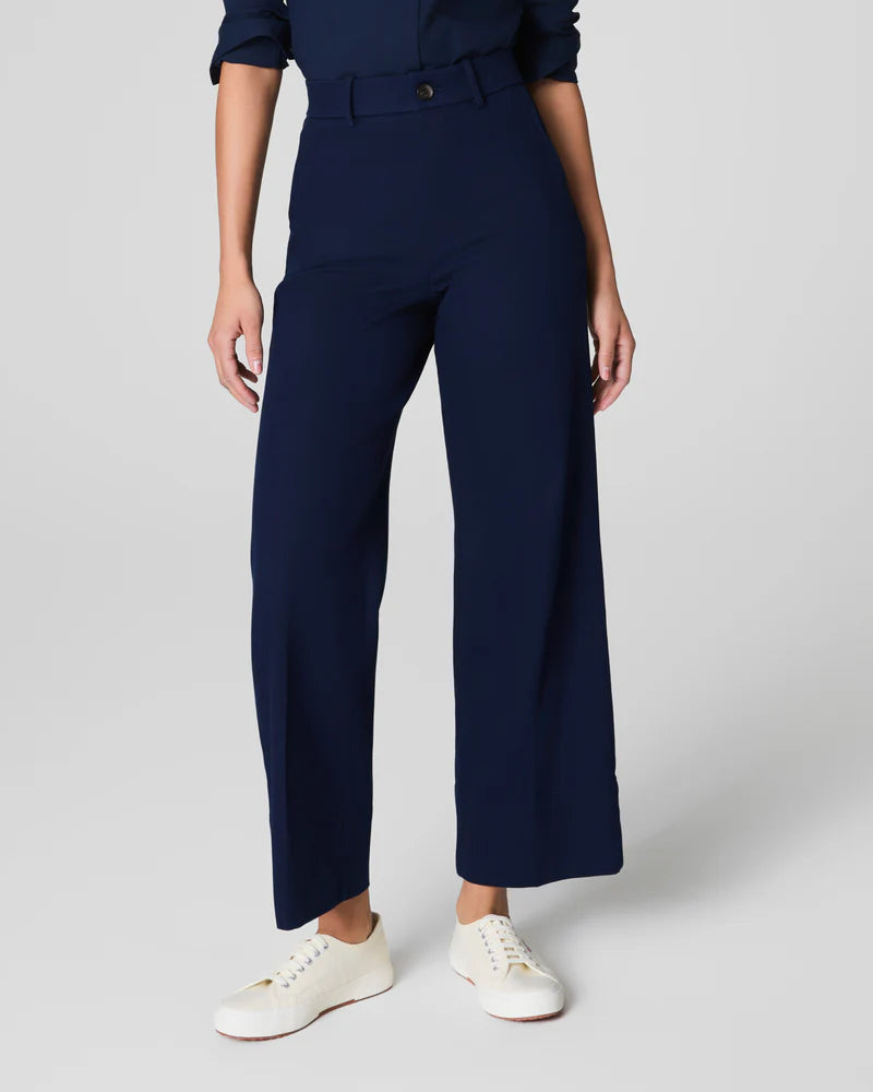 Spanx Navy Cropped Wide Leg Pant