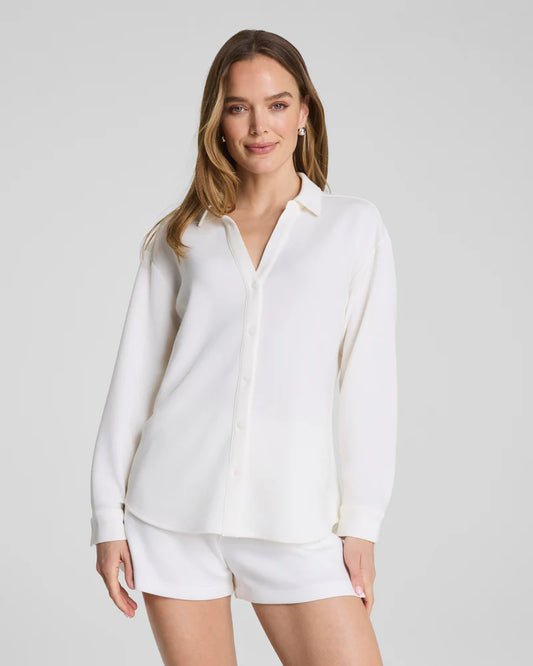 Spanx Powder Oversized Button Down top