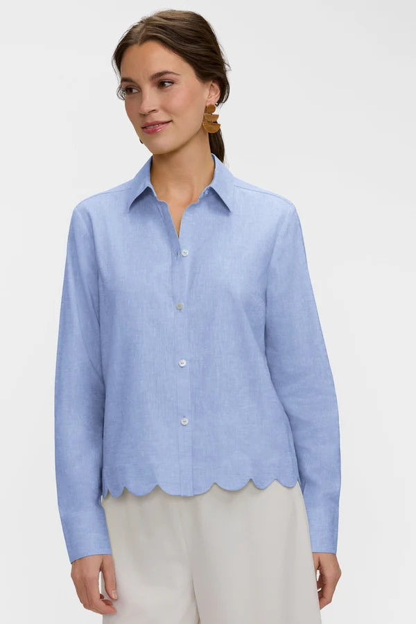 205464 Scarlett Solid Linen Long Sleeve Shirt