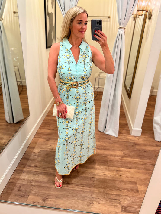 anna cate jill midi aqua garden dress