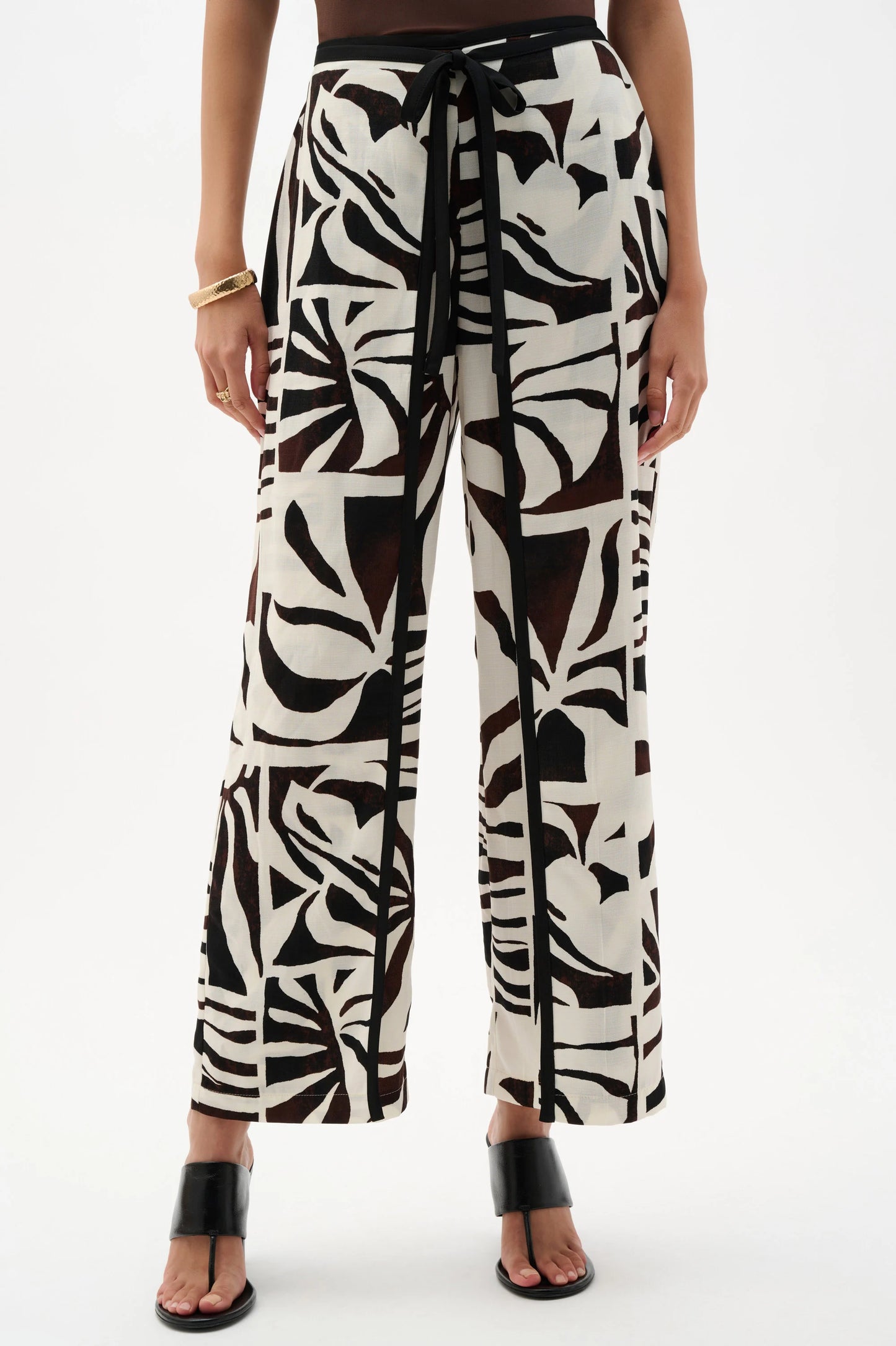 JR Woven Gauze Tropical Print Wide Leg Pants