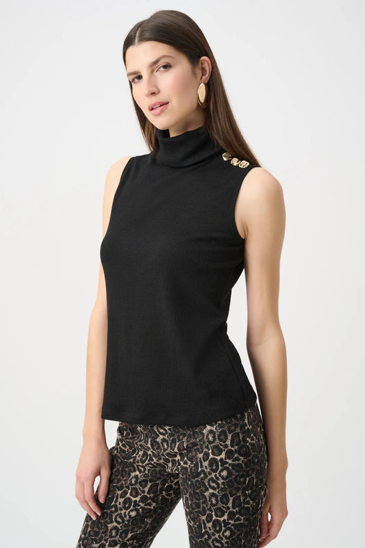 Joseph Ribkoff Black Sweater Knit Turtleneck Top