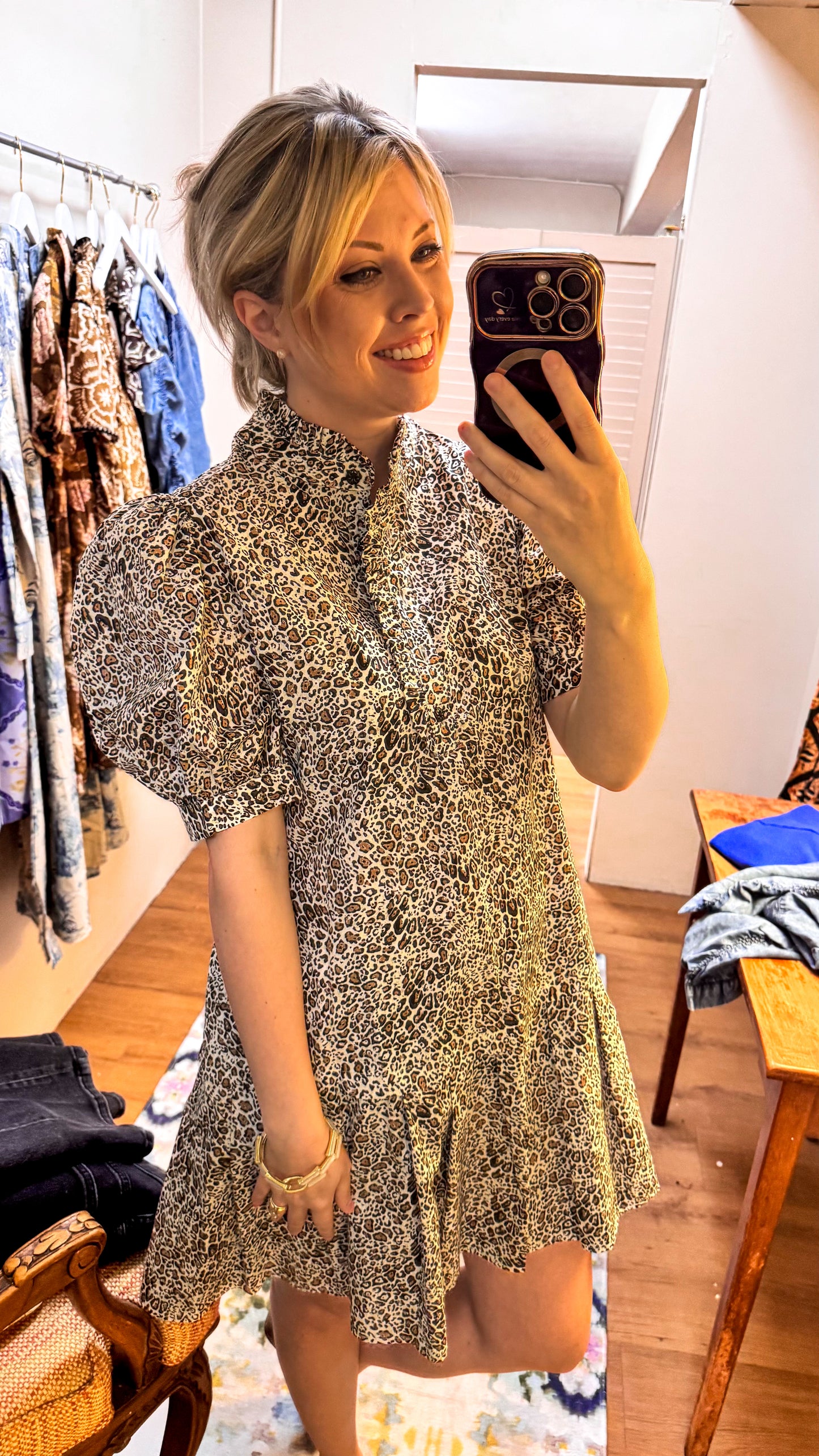 uncle frank leopard pleated dress