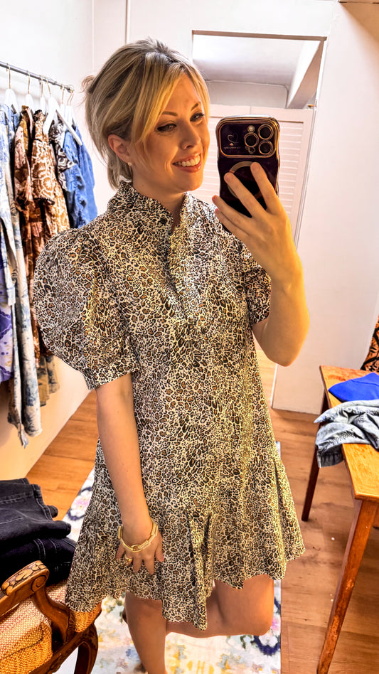 uncle frank leopard pleated dress