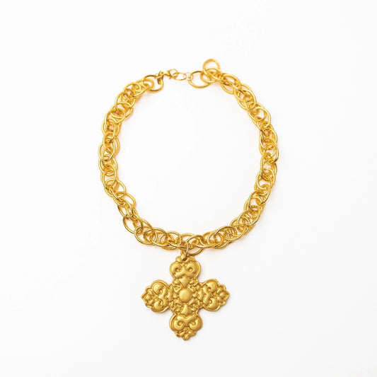 hidden truth  18" Double Gold Chain with Andrea Cross necklace