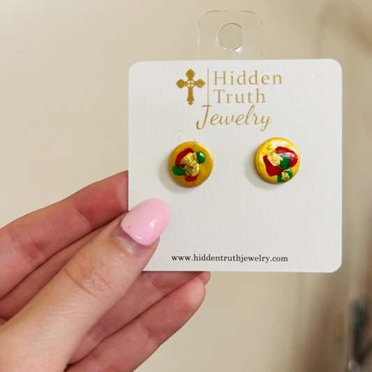 Hidden truth Christmas stud earrings