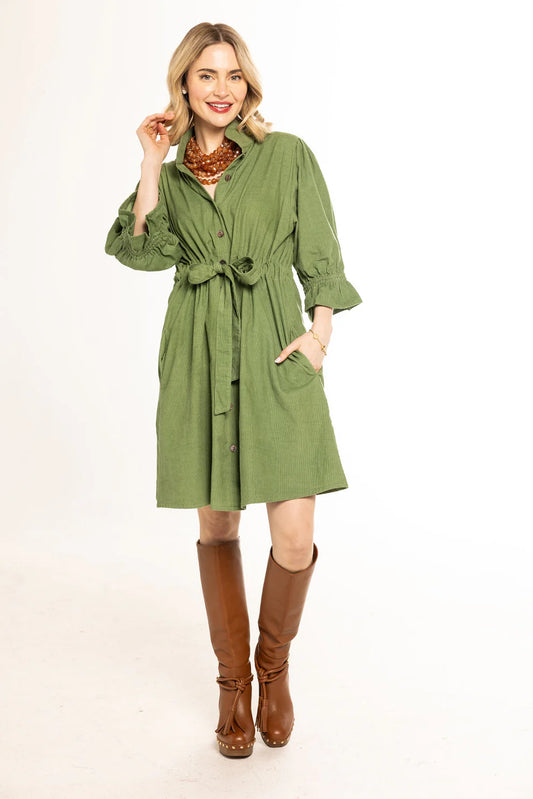 Holly Shae stella dress green cord