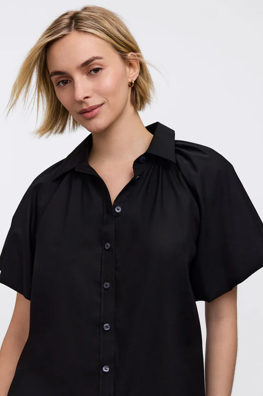 foxcroft paula puff sleeve top black