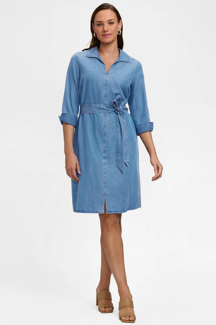 foxcroft Agnes Tencel® Denim 3/4 Sleeve Dress