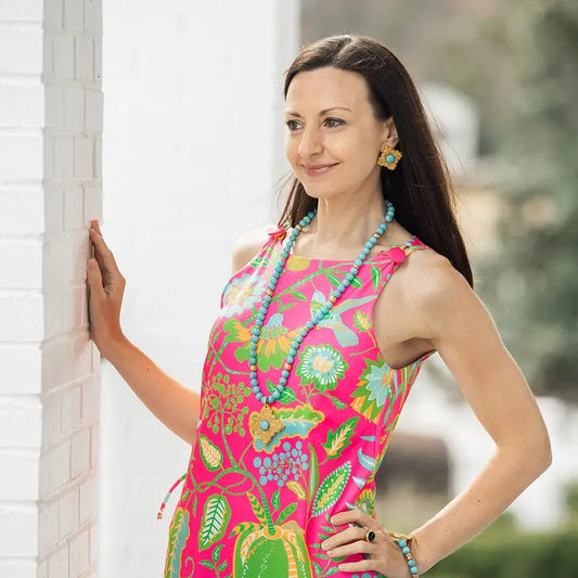 hidden truth 34" Turquoise Jade with Ellie Cross necklace