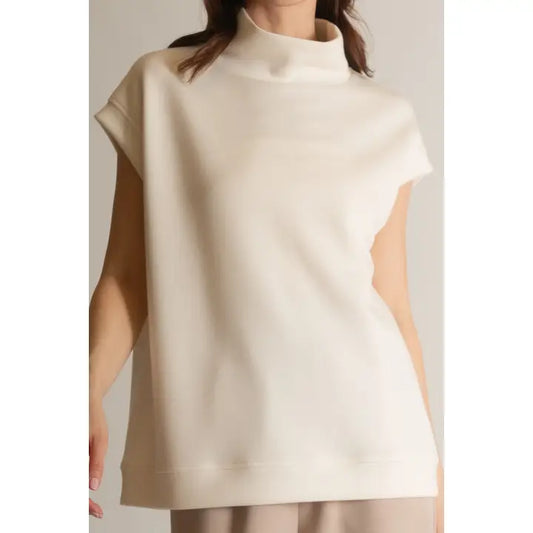 Butter Modal Mock Neck Capped Sleeve Top