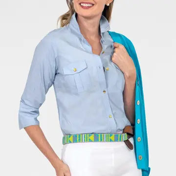 gretchen scott safari periwinkle top