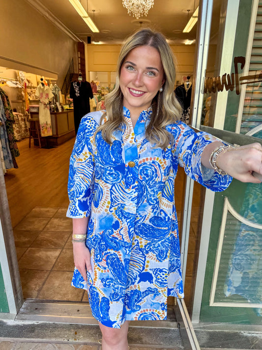 jade nautical whirl button pleated dress