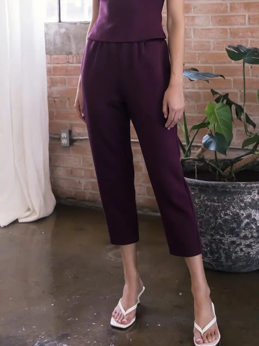 Butter Modal Waist Band Ankle Pants in port
