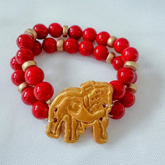 Hidden Truth Red Jade Bulldog Bracelet