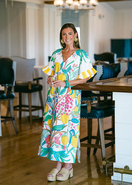 MBR citrus toddy poppy long dress