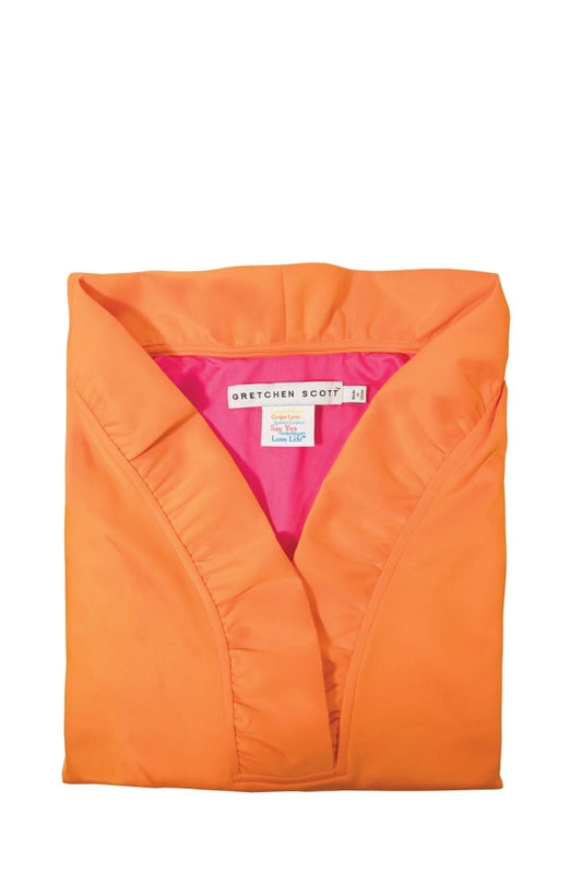 Jersey Sleeveless Ruffneck Top - Solid orange