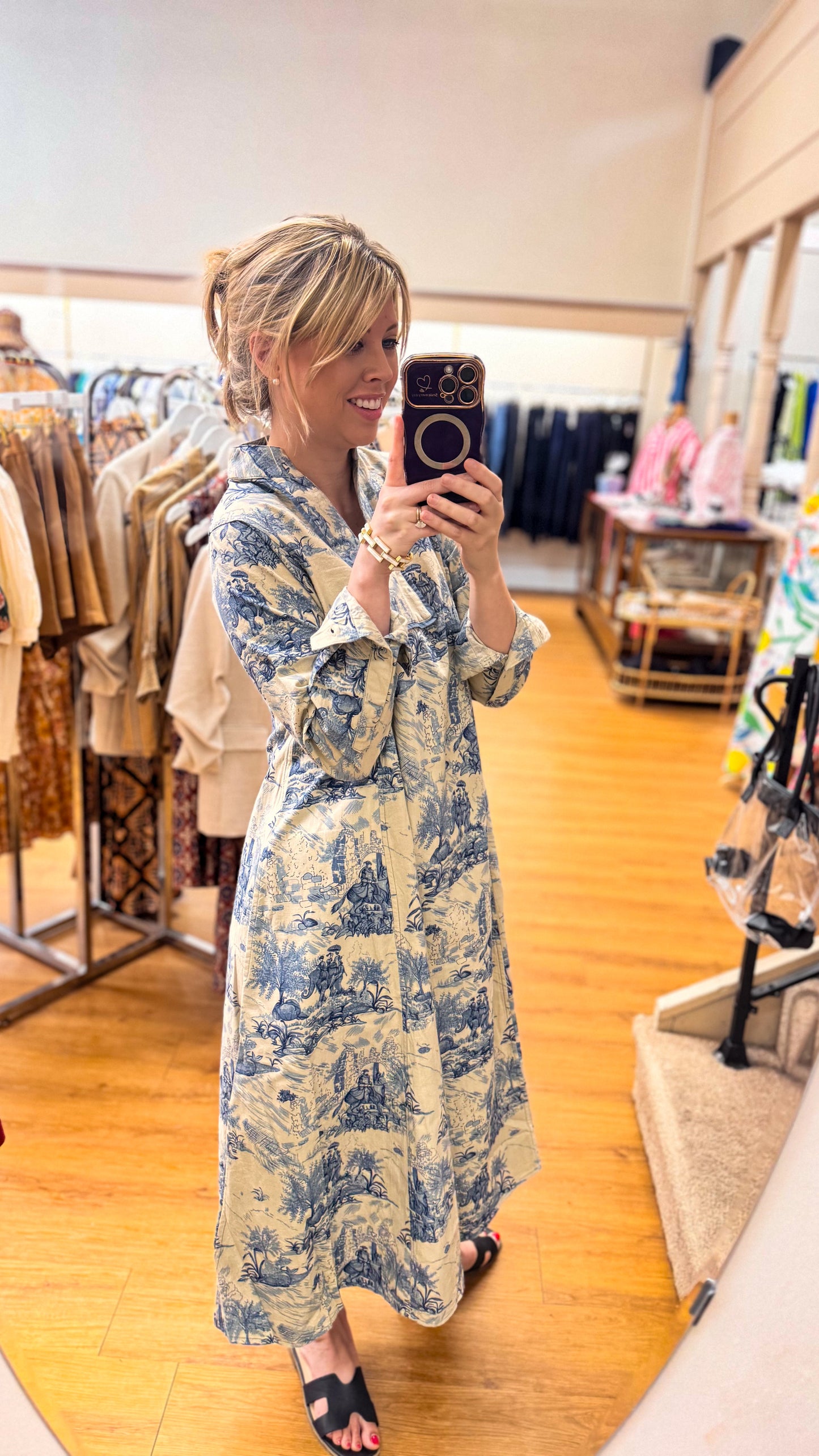 uncle frank toile midi dress