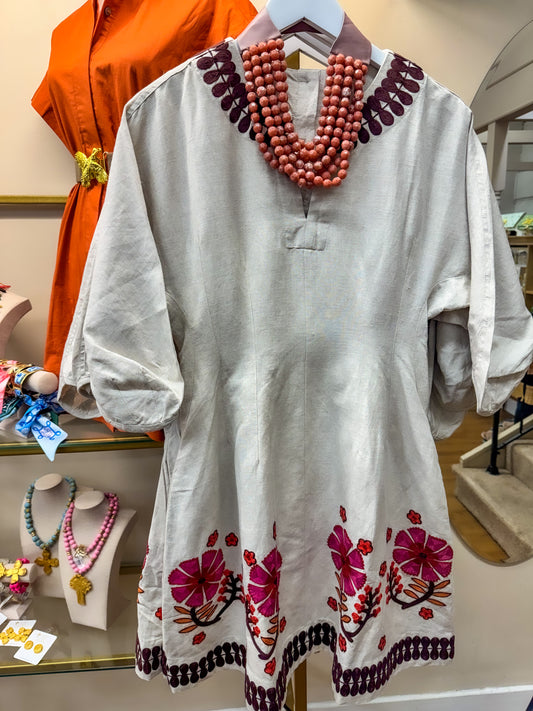 Uncle Frank Linen Border Embroidery Dress