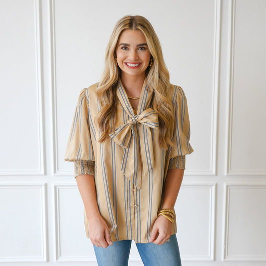 caryn lawn bow top khaki O/S