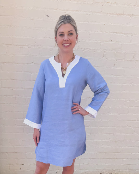 Livro Mini Kaftan dress, Chambray Linen