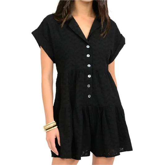 uncle frank eyelet romper black