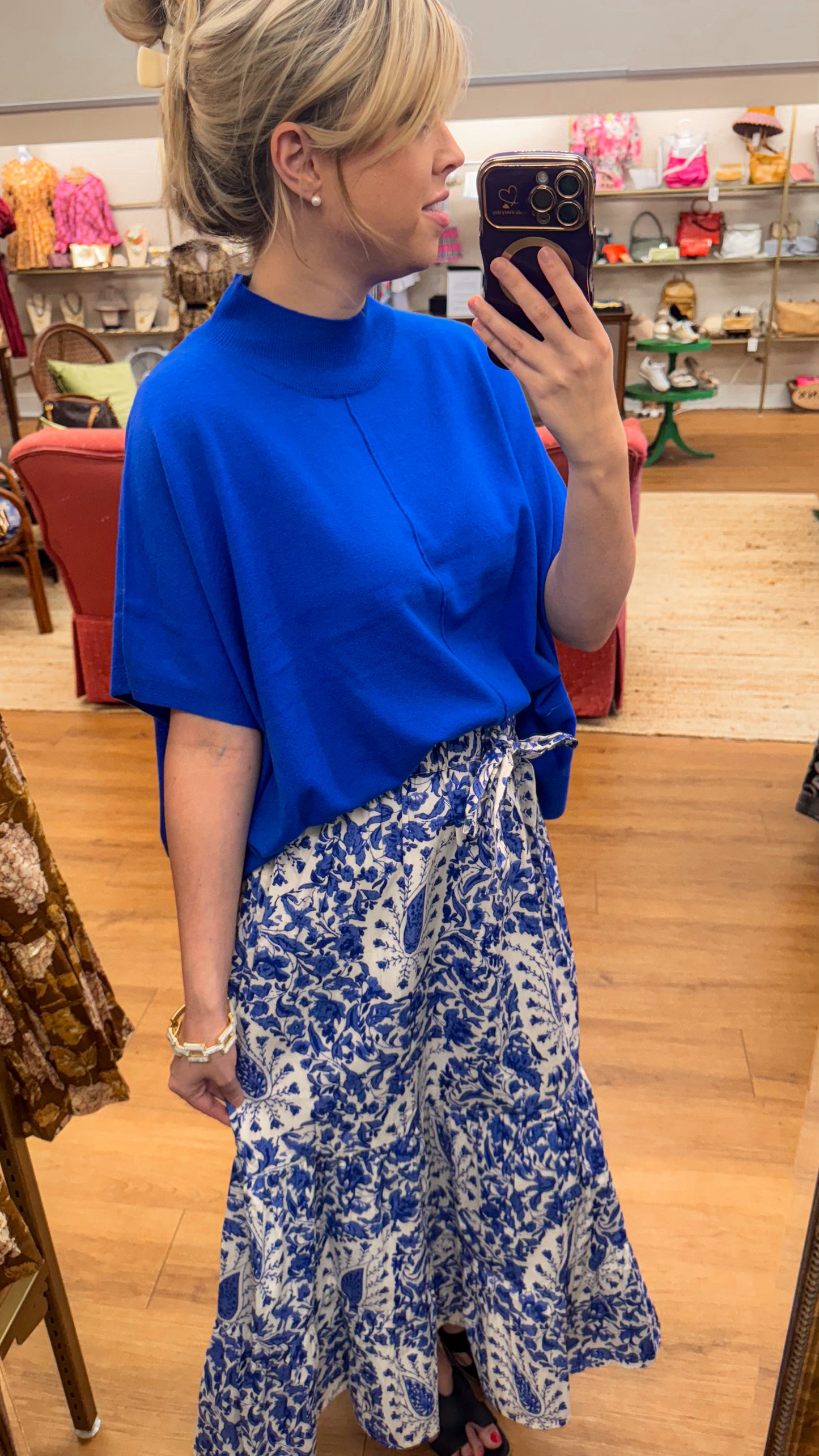 Livro Market Skirt in Steel Paisley