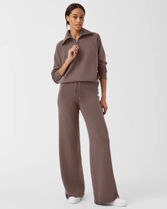 spanx airessential half zip top in smoke