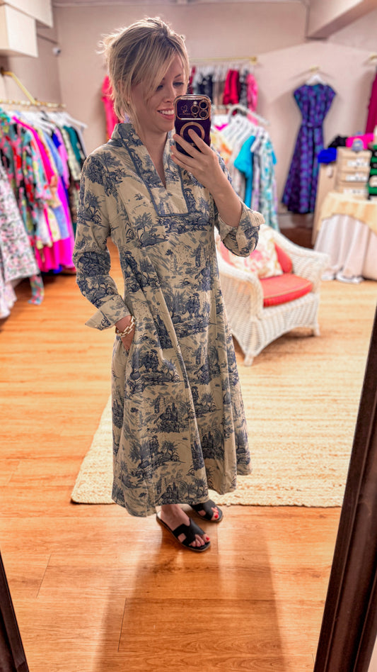 uncle frank toile midi dress