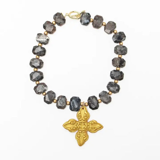 hidden truth Smokey Labradorite Nuggets with Kait Cross necklace