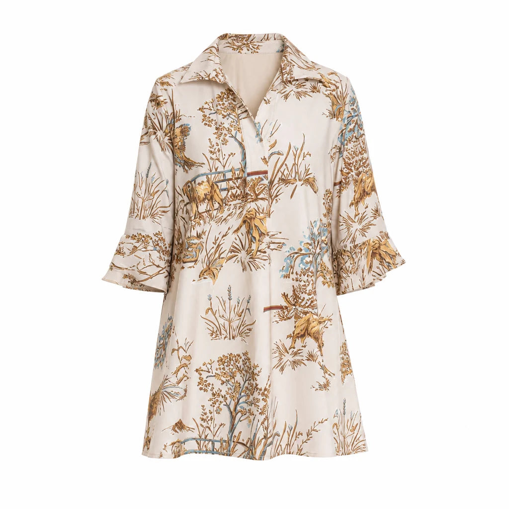 house of mbr maple field and feather ruthie shird dress short w/ sash