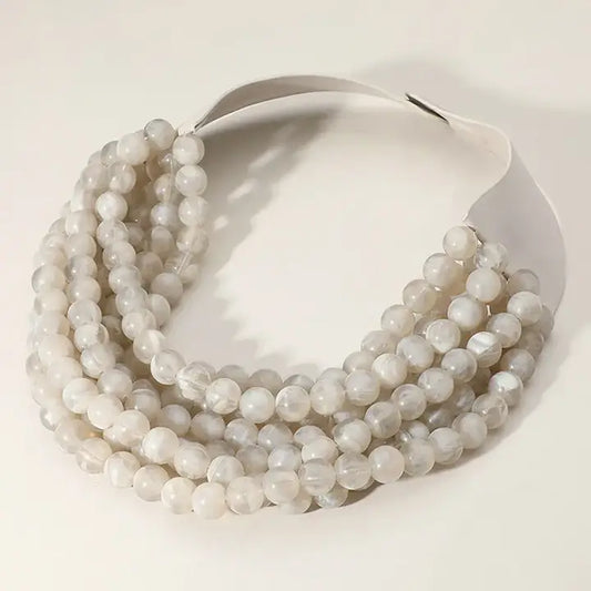 Chunky Beaded Layered Necklace stone