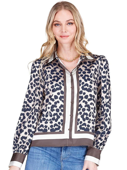 Joy Joy leopard border top