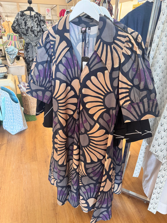 pinted collar sand floral dress