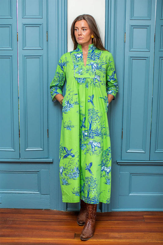 House of MBR field & feather deb long dress