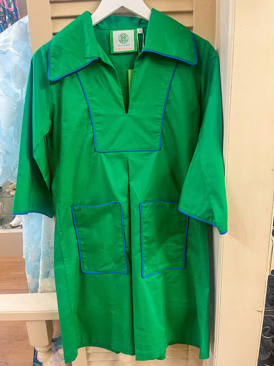 house of mbr cassidy short green and blue dress