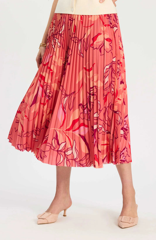 tyler boe Cara Peachy Floral Pleated Skirt